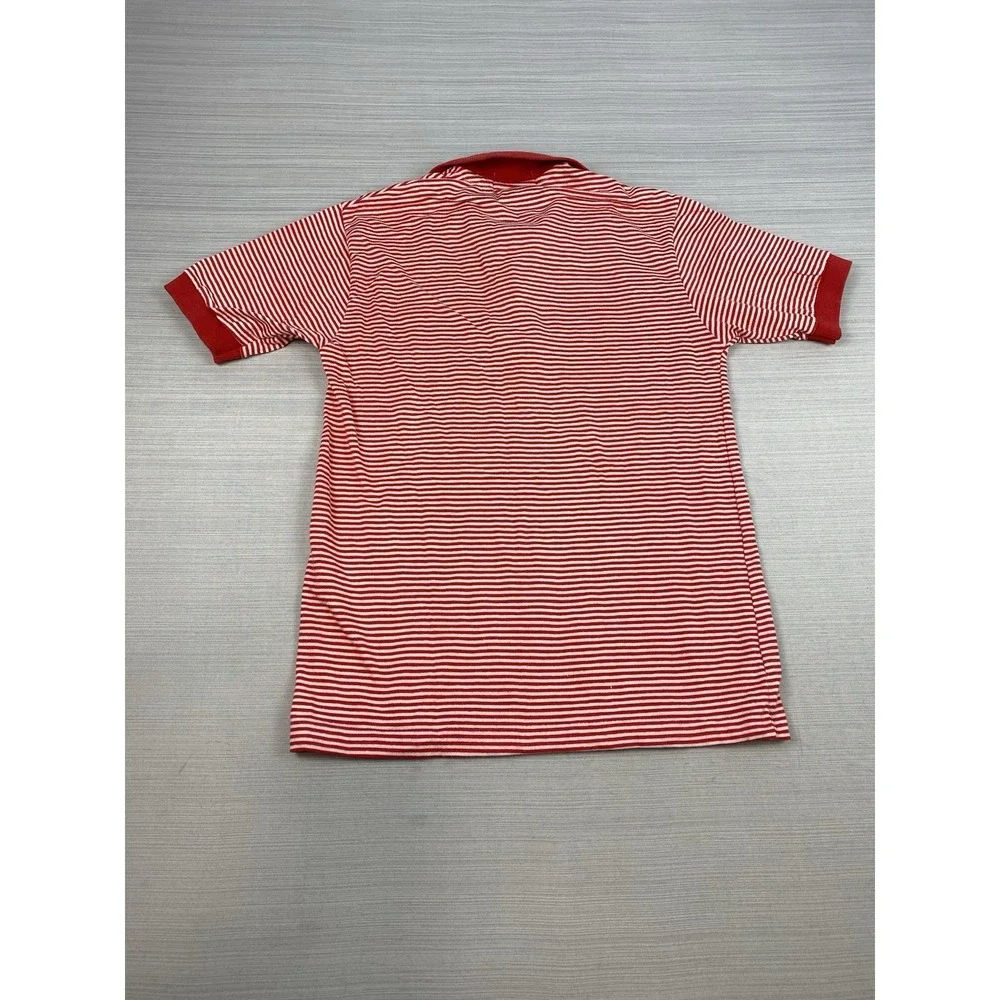 Vintage Izod Lacoste Shirt Youth Size 18 Red Striped Short Sleeve Blue Crocodile